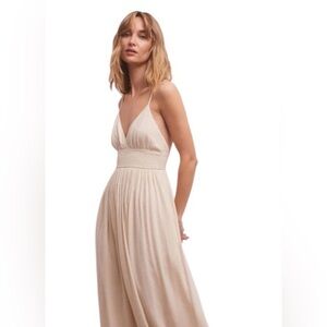Elegant Cream linen Maxi Dress